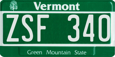 VT license plate ZSF340