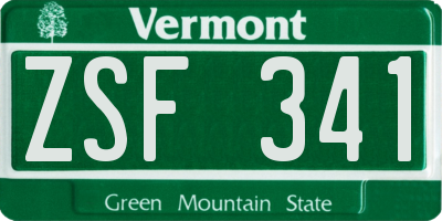 VT license plate ZSF341