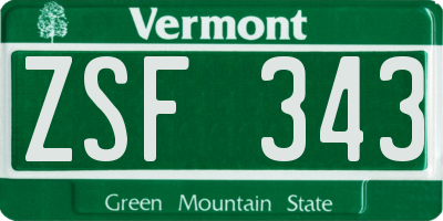 VT license plate ZSF343