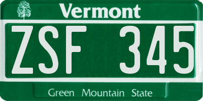 VT license plate ZSF345