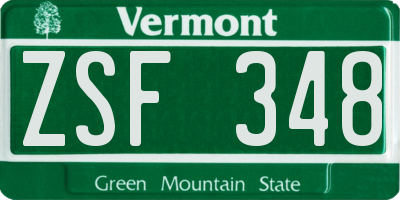 VT license plate ZSF348