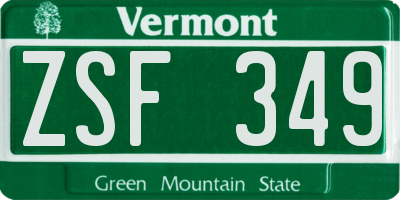 VT license plate ZSF349