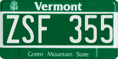 VT license plate ZSF355