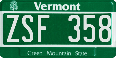 VT license plate ZSF358