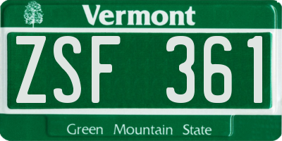 VT license plate ZSF361