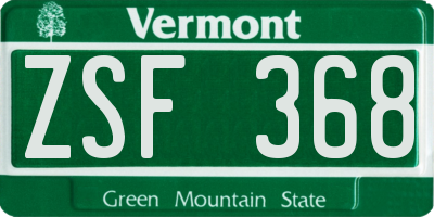 VT license plate ZSF368