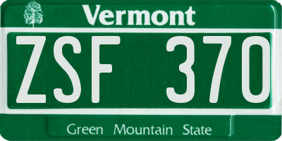 VT license plate ZSF370