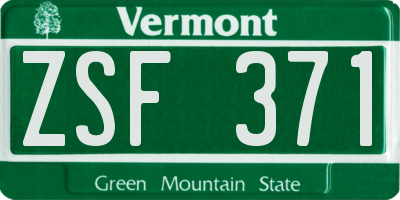 VT license plate ZSF371