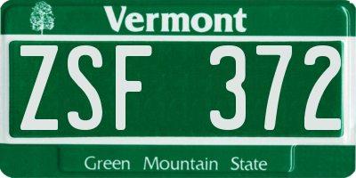 VT license plate ZSF372