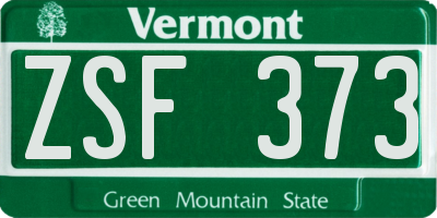 VT license plate ZSF373