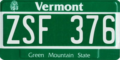VT license plate ZSF376