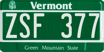 VT license plate ZSF377