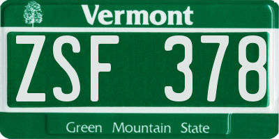 VT license plate ZSF378