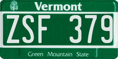 VT license plate ZSF379