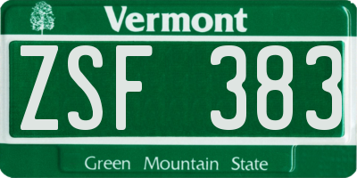 VT license plate ZSF383