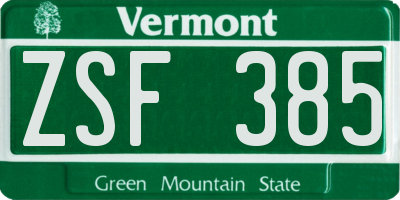 VT license plate ZSF385