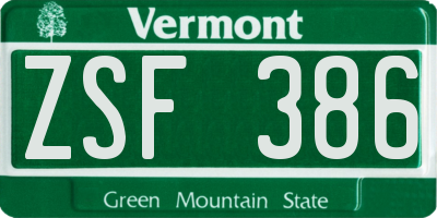 VT license plate ZSF386