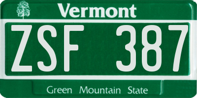 VT license plate ZSF387