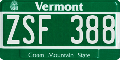 VT license plate ZSF388