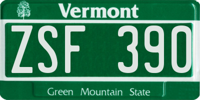 VT license plate ZSF390