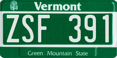 VT license plate ZSF391