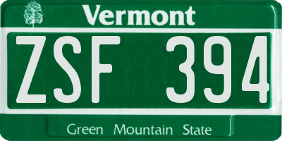 VT license plate ZSF394