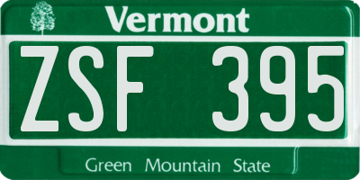 VT license plate ZSF395