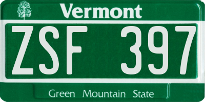 VT license plate ZSF397