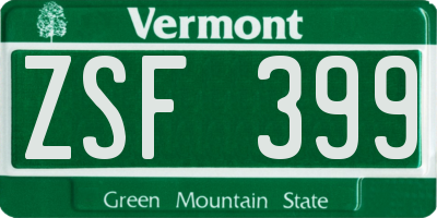 VT license plate ZSF399