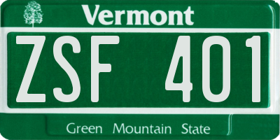 VT license plate ZSF401