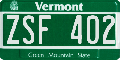 VT license plate ZSF402