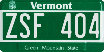 VT license plate ZSF404
