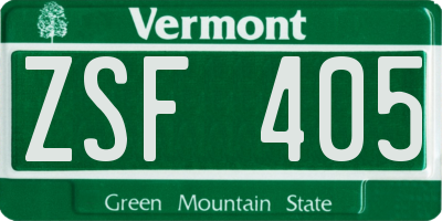 VT license plate ZSF405