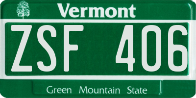 VT license plate ZSF406
