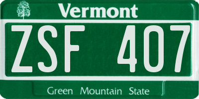 VT license plate ZSF407