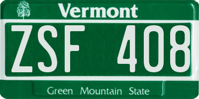 VT license plate ZSF408