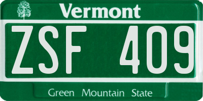 VT license plate ZSF409