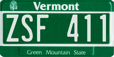 VT license plate ZSF411