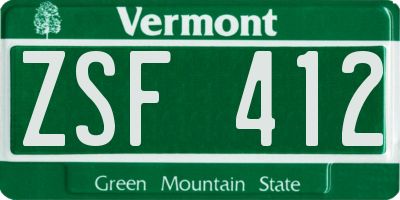 VT license plate ZSF412