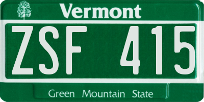 VT license plate ZSF415