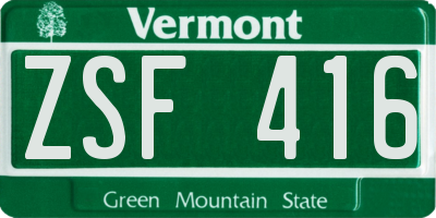 VT license plate ZSF416