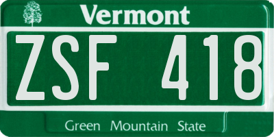 VT license plate ZSF418