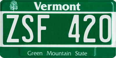 VT license plate ZSF420