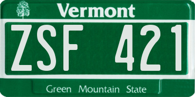 VT license plate ZSF421
