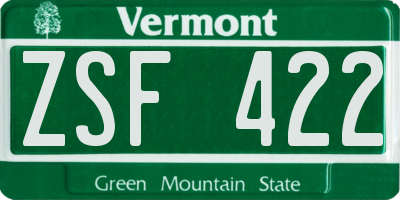 VT license plate ZSF422
