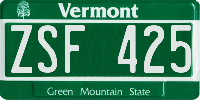VT license plate ZSF425