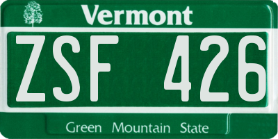 VT license plate ZSF426