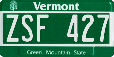 VT license plate ZSF427