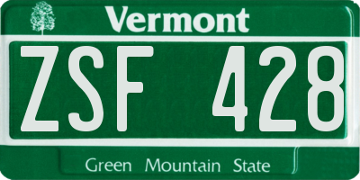 VT license plate ZSF428