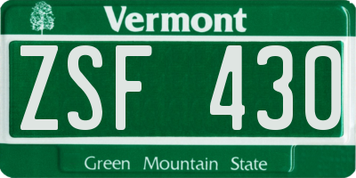 VT license plate ZSF430